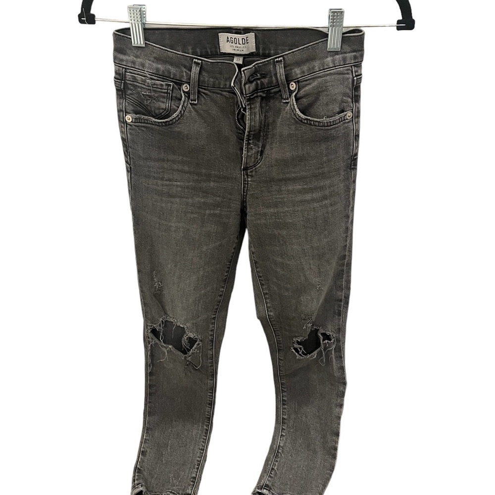 AGOLDE Gray Slim Fit Jeans with Cuts